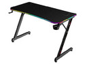 Escritorio Gamer Ergonómico Olympus Spot Glow Pro MRX8000, Estructura Z, 120 x 60 cm, Soporta hasta 100 kg, ABS, PC, Acero, Aglomerado de 18 mm, Recubrimiento de melamina en fibra de carbono, RGB, 1 Gancho, 1 Porta Vasos, Legend, Negro.