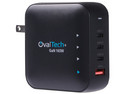 Adaptador de Corriente OvalTech OV-G165W GaN, 165W, 3 USB Tipo C, USB Tipo A. Color Negro.
