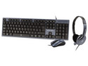 Teclado, Mouse y Audífonos Perfect Choice Combo para Oficina PC-201700 , USB, 3.5mm. Color Gris. (Teclado Versión en Español).
