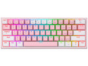Teclado Mecánico Redragon Fizz Pro, 61 Teclas, Iluminación RGB, Switches Redragon Red, Color Rosa/Blanco (Inglés).
