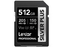 Memoria Lexar Professional Silver Plus SDXC UHS-I de 512 GB, Clase V30, Velocidad de Lectura de 205 MB/s.