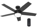 Ventilador de Techo Hunter Asheville 52507, Luz LED, 5 Aspas, 52". Color Negro.