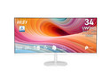 Monitor Curvo MSI PRO MP341CQW E12 de 34", Resolución 3440 x 1440, 1 ms, 120 Hz. Color Blanco.