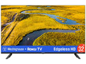 Televisión Westinghouse Edgeless WR55EX4300LED LED Smart TV de 32", Resolución HD 1366 x 768, 6.5 ms, 60 Hz, Sistema RokuTV. Color Negro.