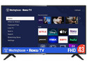 Televisión Westinghouse WR43FX2212 LED Smart TV de 43", Resolución 1920 x 1080 (Full HD 1080p), 60 Hz, Bluetooth, Sistema RokuTV. Color Negro.