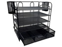 Organizador Nextep NE-169X de Malla Metálica, 5 Niveles para Documentos, Con Cajón y Portalápices. Color Negro.