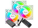 Kit de 3 Ventiladores XZEAL XZVEB102W, 120mm, 1200RPM, ARGB, Incluye Controlador. Color Blanco.