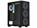 Gabinete AeroCool B509A Flow, Mid Tower, ATX, Incluye Ventiladores 4 x 120mm RGB, Panel de Cristal Templado, (no incluye fuente de poder). Color Negro.