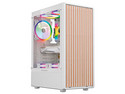 Gabinete Gamer Balam Rush Dragonfly Wood GM580, Mid Tower, ATX, 4 Ventiladores de 120mm, ARGB, Frente tipo Madera, (Sin fuente de poder). Color Blanco.