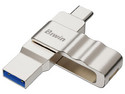 Unidad Flash USB Dual Biwin UD150 de 256GB, USB Tipo C y Tipo A. Color Plata.