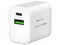 Cargador de Pared Foxbox Flux PD20W de 20W, Tipo I (en V), USB Tipo C y USB Tipo A, 20W. Color Blanco.