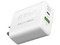 Cargador de Pared Foxbox Mega de 65W, Tipo I (en V), USB Tipo C y USB Tipo A. Color Blanco.