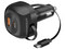 Cargador de Auto HyperGear 16250 de 30W, Puerto USB Tipo C, Puerto USB Tipo A, Cable USB Tipo C Retráctil de 80cm. Color Negro.