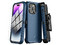 Funda MyBat Pro Maverick para iPhone 14 Pro, Incluye Mica de Cristal Templado, Uso Rudo, Color Azul.