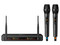 Sistema de 2 Micrófonos Inalámbricos UHF, Selección Automática de Frecuencia, Batería Recargable, Alcance de 110m.