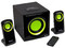 Bocinas multimedia de 2.1 canales, con lector USB, memorias SD y radio FM.