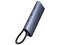 Hub USB Tipo C Baseus B0005280B811-08 4 en 1, 3 USB 3.0 Tipo A, 5V. Color Plata.