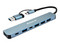 Hub USB BRobotix 6005446, USB A (Macho) a 5 x USB-A (Hembra) y 2 x Type-C, Color Plata.