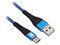 Kit de cargador y cable BRobotix, 1 puerto USB, 2.1A, Cable de 1m, USB Tipo-C. Color Blanco/Azul.