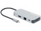 Docking Station 8 en 1 Manhattan con puertos de USB-C (Macho) a HDMI, USB Tipo C (Power Delivery), RJ-45, Tarjeta SD, MicroSD, 3.5mm y USB Tipo A (Hembras).