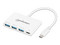 Hub USB-C Manhattan 3 Puertos, USB-C, USB-A y 1 Puerto Power Delivery, Color Blanco.