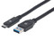 Cable USB Manhattan de USB-A (macho) a USB-C (macho), 3m. Color negro.