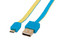 Cable plano de alta velocidad Manhattan de USB 2.0 tipo A (macho) a micro USB tipo B (macho), 1.8m. Color azul/amarillo.