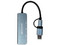 Hub USB 3.0: 4 Puertos, Salida Tipo C, Cable 15cm. Color Gris.