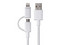 Cable 2 en 1 PNY de USB a Micro USB / Lightning (M-M), 15cm. Color Blanco.