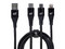Cable USB 3 en 1 SFT Mobile ST-A36885 de 1.8m, Carga Rápida, USB, USB Tipo C y Lightning, Color Negro.