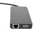 Docking Station TechZone TZDSC02, USB C a USB Tipo A (H),  VGA (H), RJ-45 (H), HDMI (H), Color gris. Bulk.