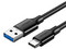 Cable Ugreen de Conector USB-A Macho a USB-C Macho, Soporta carga rápida hasta 60W, Transferencia de datos hasta 5Gbps, QC 3.0/2.0, 2m. Color Negro.