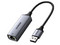 Adaptador de Red UGREEN de USB-A 3.0 a RJ-45, 10/100/1000 Mbps, 10cm, Color Gris.