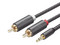 Cable adaptador de audio Ugreen de Conector 3.5mm a 2 conectores RCA, 3m. Color Gris.