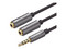Cable Divisor en Y UGREEN 30619, 3.5mm (M) a Doble 3.5mm (H), 20cm, Color Gris.