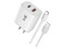 Cargador AC AmpNergy, USB-C Dual, 2.4A, Universal, Cable Incluido, Color Blanco.