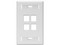 Placa de Pared sencilla Leviton Quickport de 4 puertos. Color Blanco.