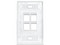 Placa de Pared sencilla Leviton Quickport de 4 puertos. Color Blanco.