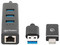 Adaptador de red Manhattan USB-A acoplador para USB-C con Hub de 3 puertos USB-A 3.2. Color Negro.
