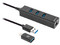 Adaptador de red Manhattan USB-A acoplador para USB-C con Hub de 3 puertos USB-A 3.2. Color Negro.
