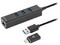 Adaptador de red Manhattan USB-A acoplador para USB-C con Hub de 3 puertos USB-A 3.2. Color Negro.
