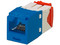 Conector Jack RJ45 Estilo TG, Mini-Com, Cat5e, de 8 posiciones y 8 cables, Color Azul.