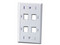 Placa frontal vertical de una salida, acepta 4 módulos RJ45 Cat 5e. Color Blanco.
