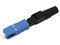 Conector SC prepulido SBE TECH para Fibra Óptica en cable de 900um, Monomodo. Color Azul.