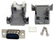 Conector D-SUB DB9 serial macho ensamblado con carcasa plástica.