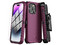 Funda MyBat Pro Maverick para iPhone 14 Pro Max con mica de cristal templado. Uso rudo. Color Morado.
