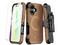 Funda MyBat Pro Maverick para iPhone 17 con mica de cristal templado. Uso rudo. Color Café.