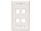 Placa de pared de 4 salidas RJ45, Color Blanco.