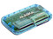 Lector de Memorias Externo Alaska 6 en 1, Lee y Graba en Memorias Flash, USB 2. Color Azul Transparente