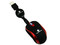 Mini Mouse TechZone Óptico, Cable Retráctil USB independiente. Color Negro/ Rojo